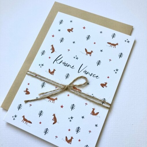 přání Krásné Vánoce - Lišky